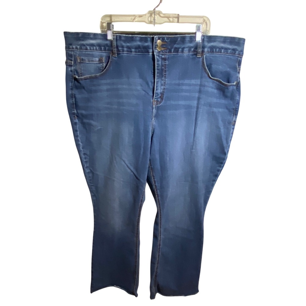 Lane Bryant Tighter Tummy Technology Bootcut Jeans Blue Frayed Hem Womens 26 Reg